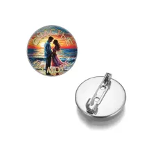 Круглый значок, цвет серебро, Счастье на море C0312023