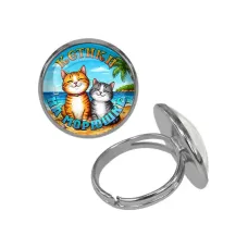 Кольцо металлическое, цвет серебро, Котики на морюшке C0314015