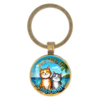 Круглый брелок, цвет бронза, Котики на морюшке C0314017