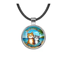 Кулон, цвет серебро, со шнурком, Котики на морюшке C0314027