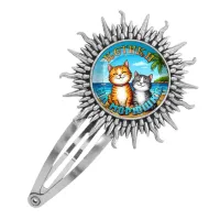 Заколка металлическая, цвет серебро, Котики на морюшке C0314045