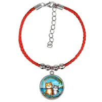 Браслет из красного шнура, Котики на морюшке C0314047