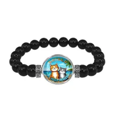 Браслет из черного агата, Котики на морюшке C0314056
