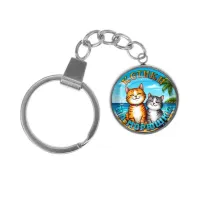 Брелок, нержавеющая сталь, с кольцом для ключей, Котики на морюшке C0314061