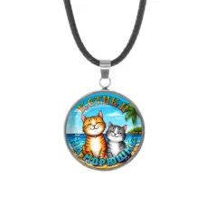 Кулон, нержавеющая сталь, со шнурком, Котики на морюшке C0314062