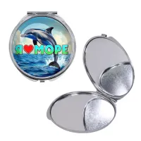 Круглое складное зеркало, цвет серебро, Я люблю море C0315016