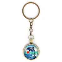 Круглый брелок, цвет бронза, с цепочкой, Я люблю море C0315018