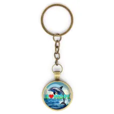 Круглый брелок, цвет бронза, с цепочкой, Я люблю море C0315018