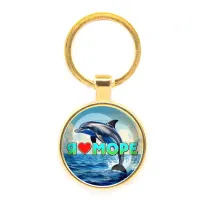 Круглый брелок, цвет золото, Я люблю море C0315019