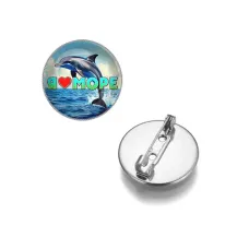 Круглый значок, цвет серебро, Я люблю море C0315023