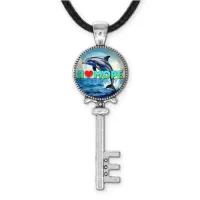 Кулон ключ, цвет серебро, со шнурком, Я люблю море C0315043