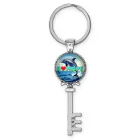 Брелок ключ, цвет серебро, с кольцом для ключей, Я люблю море C0315044
