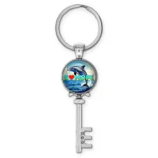Брелок ключ, цвет серебро, с кольцом для ключей, Я люблю море C0315044