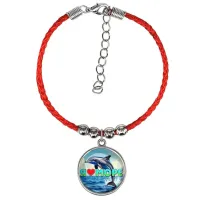 Браслет из красного шнура, Я люблю море C0315047