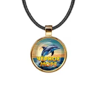 Кулон, цвет золото, со шнурком, Черное море C0316033