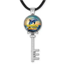 Кулон ключ, цвет серебро, со шнурком, Черное море C0316043