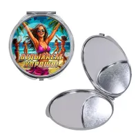 Круглое складное зеркало, цвет серебро, Отдыхаем хорошо C0318016