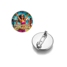 Круглый значок, цвет серебро, Отдыхаем хорошо C0318023