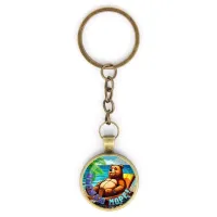 Круглый брелок, цвет бронза, с цепочкой, Обожаю море C0319018