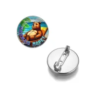 Круглый значок, цвет серебро, Обожаю море C0319023