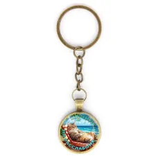 Круглый брелок, цвет бронза, с цепочкой, На чиле на расслабоне C0320018