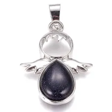 Кулон Ангел-хранитель, синий авантюрин BJK009-AB