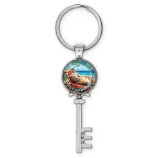 Брелок ключ, цвет серебро, с кольцом для ключей, На чиле на расслабоне C0320044