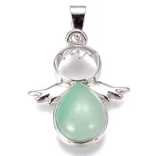 Кулон Ангел-хранитель, зеленый авантюрин BJK009-GA