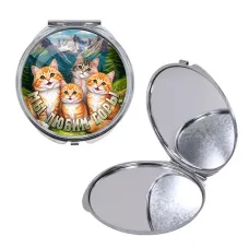 Круглое складное зеркало, цвет серебро, Мы любим горы C0322016