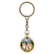 Круглый брелок, цвет бронза, с цепочкой, Мы любим горы C0322018