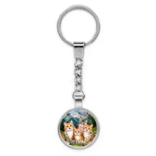 Круглый брелок, цвет серебро, с цепочкой, Мы любим горы C0322022