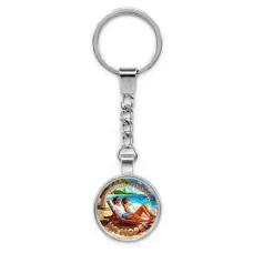 Круглый брелок, цвет серебро, с цепочкой, Лучший отпуск C0323022