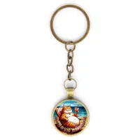Круглый брелок, цвет бронза, с цепочкой, Кайфую на море C0325018