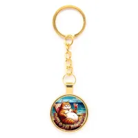 Круглый брелок, цвет золото, с цепочкой, Кайфую на море C0325020