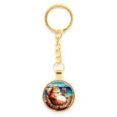 Круглый брелок, цвет золото, с цепочкой, Кайфую на море C0325020