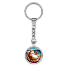 Круглый брелок, цвет серебро, с цепочкой, Кайфую на море C0325022