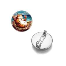 Круглый значок, цвет серебро, Кайфую на море C0325023