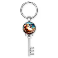 Брелок ключ, цвет серебро, с кольцом для ключей, Кайфую на море C0325044