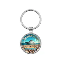 Круглый брелок, цвет серебро, Азовское море C0329021