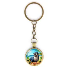 Круглый брелок, цвет бронза, с цепочкой, Это я на море C0332018