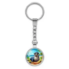 Круглый брелок, цвет серебро, с цепочкой, Это я на море C0332022