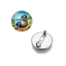 Круглый значок, цвет серебро, Это я на море C0332023