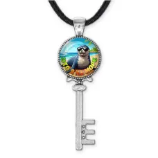 Кулон ключ, цвет серебро, со шнурком, Это я на море C0332043