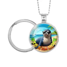 Кулон-брелок, цвет серебро, с цепочкой и кольцом, Это я на море C0332054