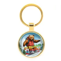 Круглый брелок, цвет золото, Отдыхаю в горах C0333019