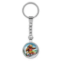 Круглый брелок, цвет серебро, с цепочкой, Отдыхаю в горах C0333022