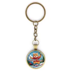 Круглый брелок, цвет бронза, с цепочкой, Люблю горы C0334018