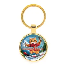 Круглый брелок, цвет золото, Люблю горы C0334019