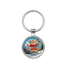 Круглый брелок, цвет серебро, Люблю горы C0334021