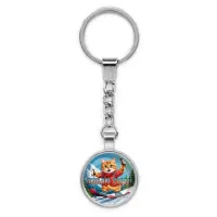 Круглый брелок, цвет серебро, с цепочкой, Люблю горы C0334022